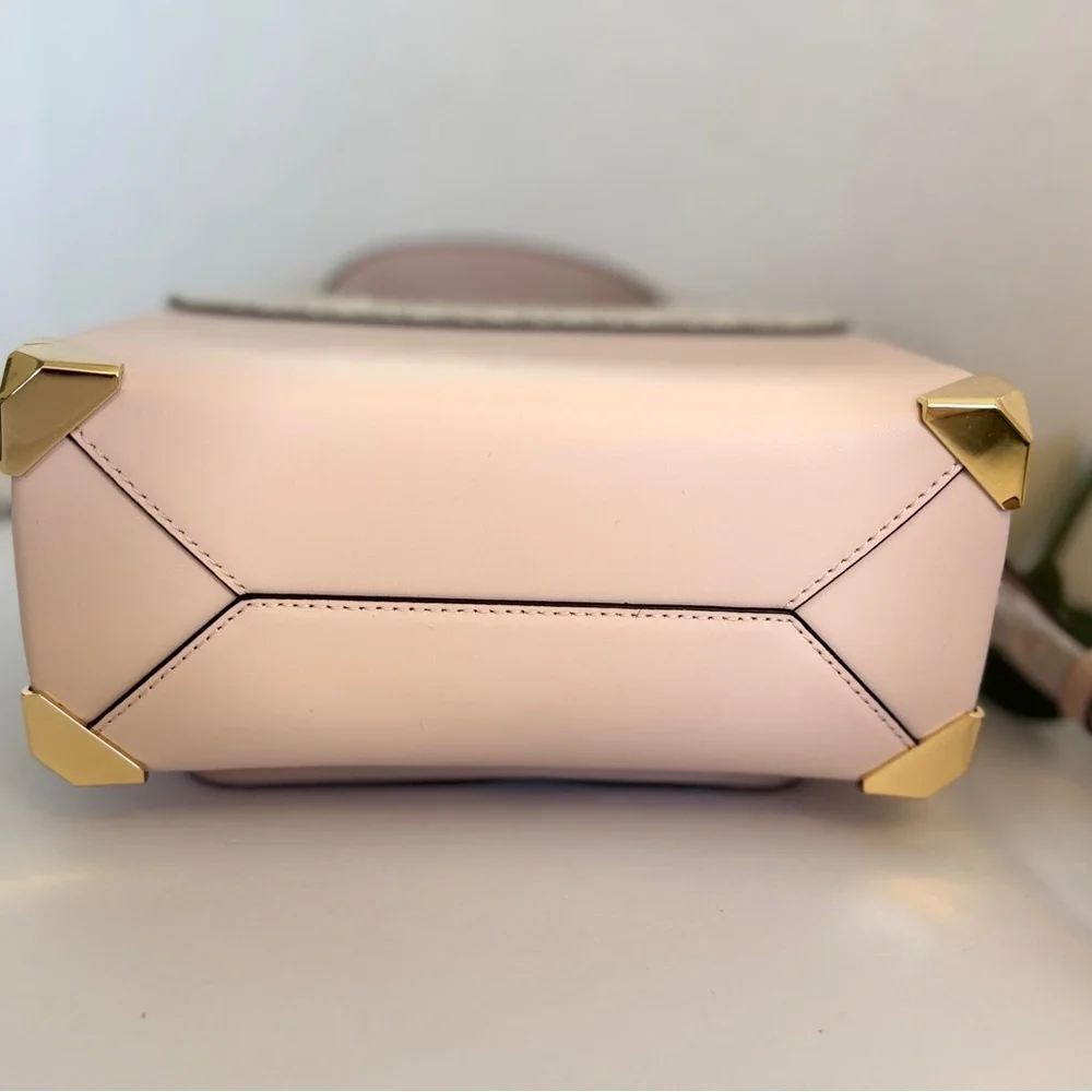 Michael Kors Manhattan Medium Leather and Logo Satchel - Powder Blush